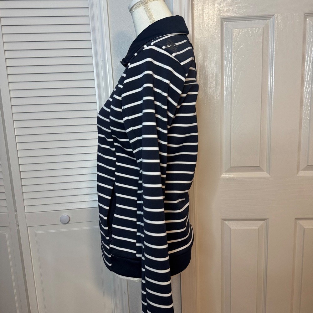 Helly Hansen Womens Navy White Striped Full Zip Jacket Small Nautical HH - Picture 2 of 8